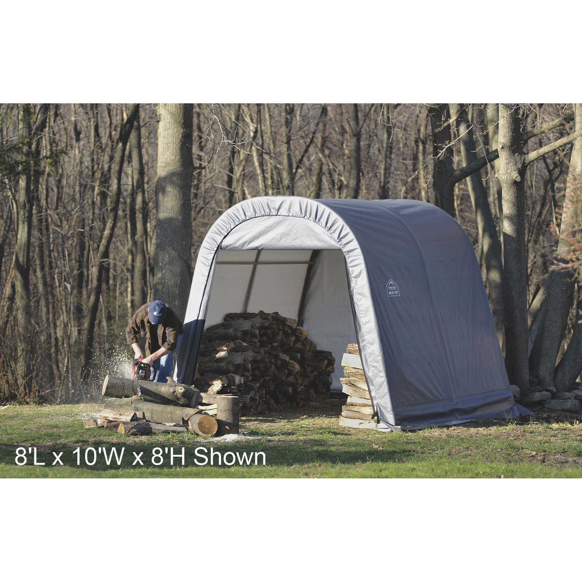 ShelterLogic Ultra Shed, Round Style, 16Ft.L x 10Ft.W x 8Ft.H, Model# 77823